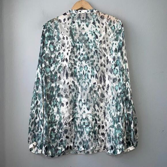 Hale Bob Size Large Burnout Satin Sheer Silk Leopard Print Bead Top Mobwife Glam - Picture 5 of 12